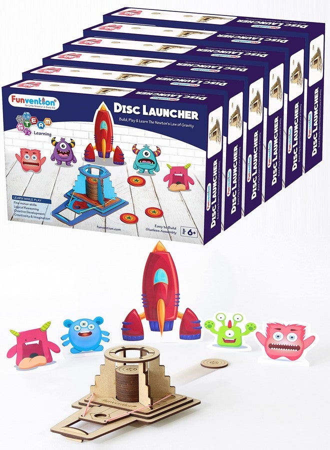 Funvention- for Little Scientist in Every Kid Disc Launcher - Pack of 6,multicolor - Image 1